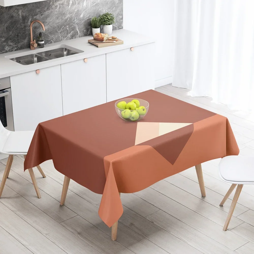 Orange Rectangular Table Tablecloth, Sunset Geometric Abstract Cover for Home Kitchen Waterproof, Anti-stain, Dining Table Decor