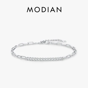 MODIAN Sparkling D color Moissanite bracelet 925 sterling silver lock stackable Trendy bracelets jewelry for women with gift box