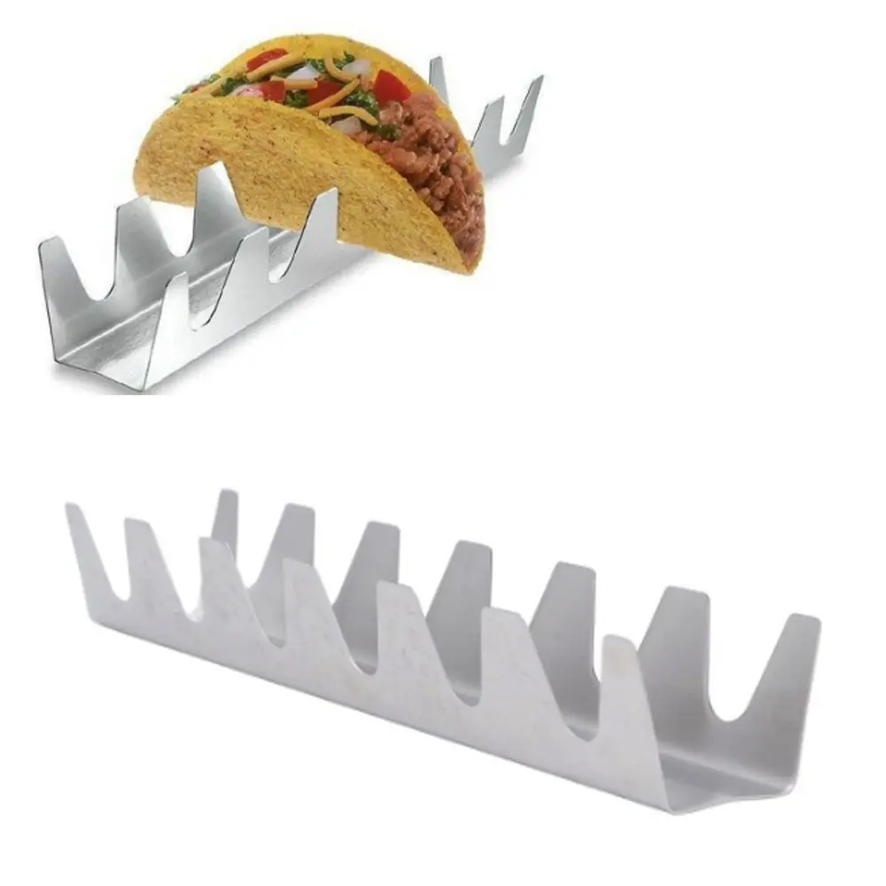 

Durable Stainless Steel Taco Holder 6 Grids Heat Proof Taco Rack Taco Stand Bakeries