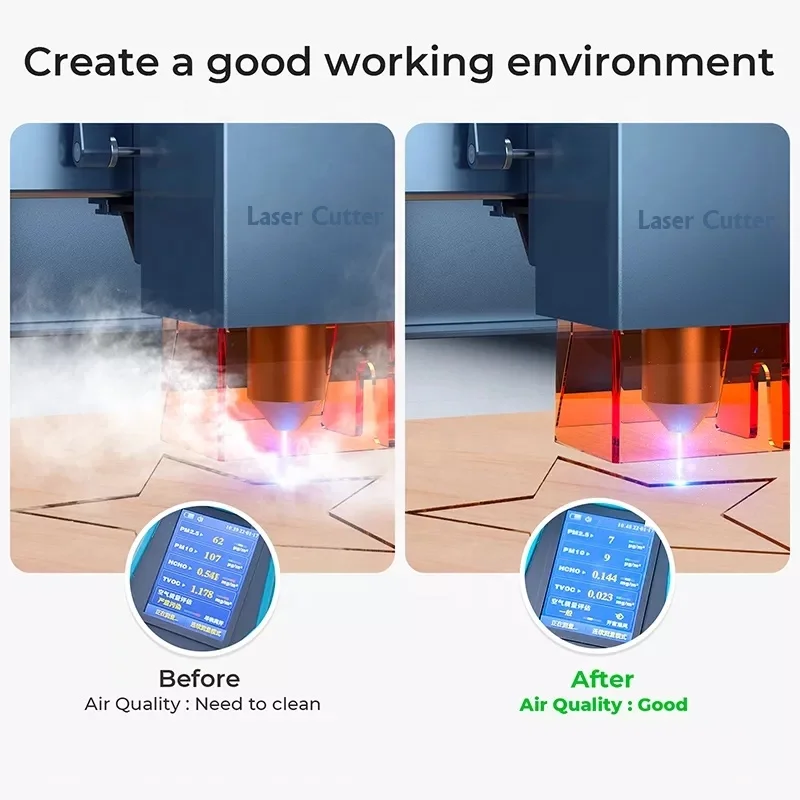 FumeClear 210W Portable CO2 Fiber Laser Cutting and Engraving Exhaust Fume Extractor Purifier with HEPA Filter for Smoke