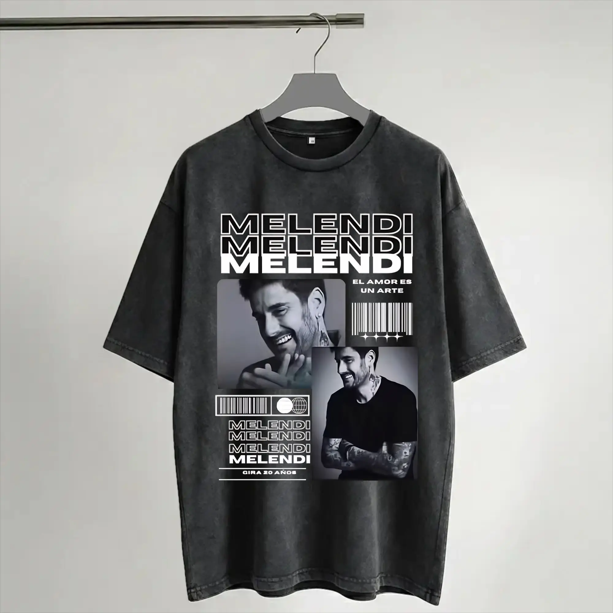 Rapper Melendi Tour  T Shirts Hip Hop Washed Short Sleeve Street T-Shirts  Fashion Men Women Streetwear Printed Tees