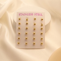 12 Pairs/Set Unisex Minimalist Stainless Steel Tiny Round Ball Glossy Stud Earring Cartilage Stud Ear Jewelry For Daily Wearing
