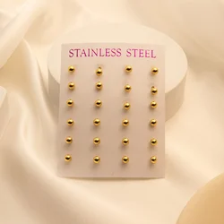 12 Pairs/Set Unisex Minimalist Stainless Steel Tiny Round Ball Glossy Stud Earring Cartilage Stud Ear Jewelry For Daily Wearing