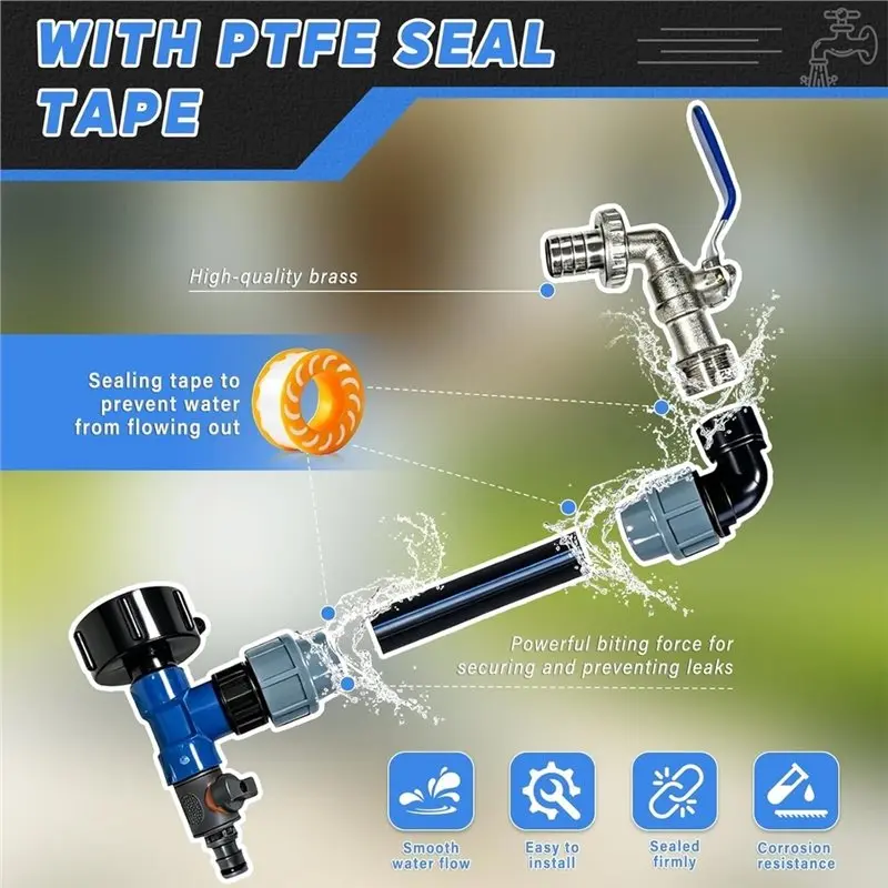 A59Z-IBC Tank Gooseneck 3/4 Inch Outlet Tap: 2 In 1 IBC