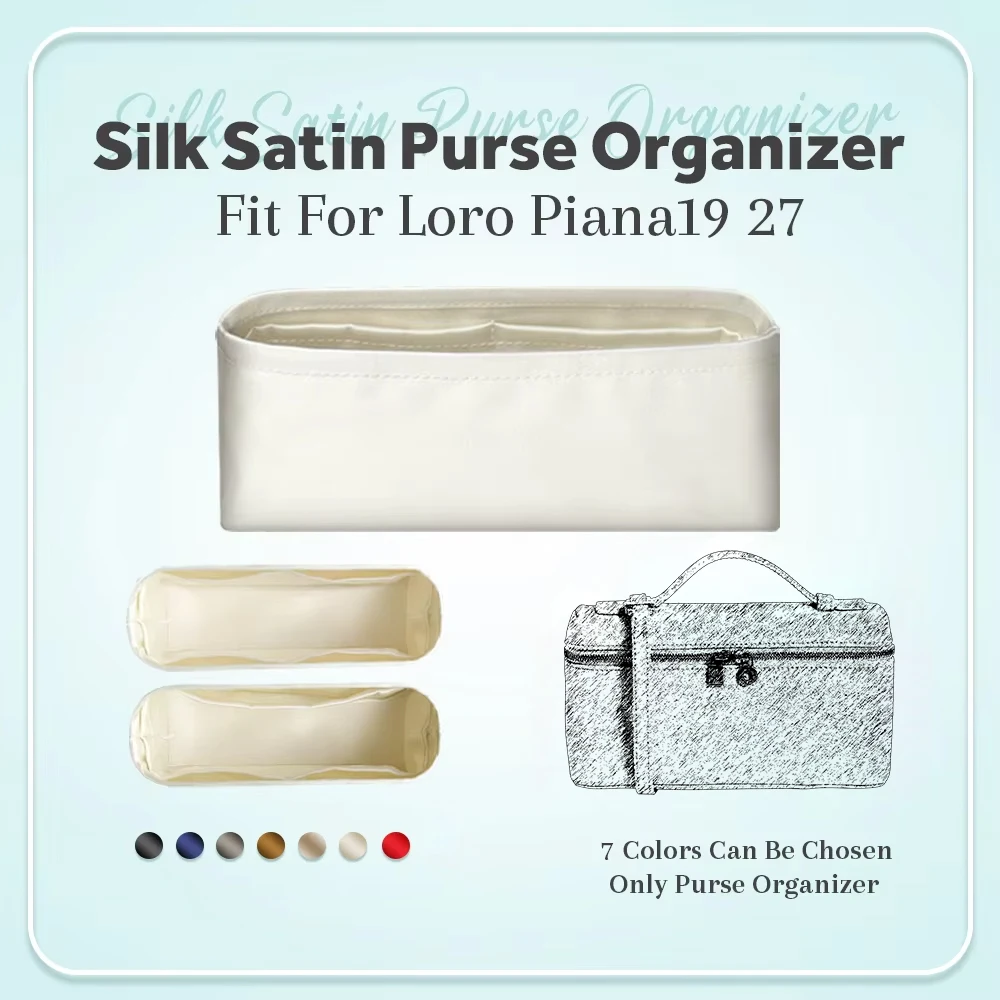 

Silk Satin Purse Organizer Insert, Inside Bag Organizer Insert Fit for Loro Piana19 27 Handbag Inner Liner Storage Bag Insert