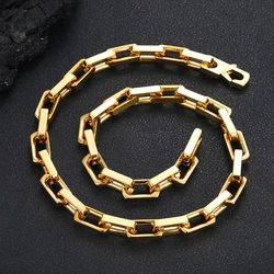 Stainless Steel Necklace Creative Coarse Choker Chain Necklace Men Plated Gold Fashion Bracelet Punk Jewelry Gift