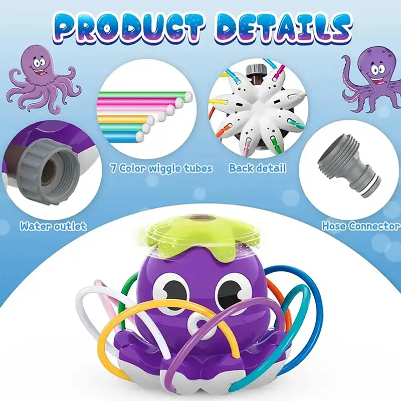 Outdoor Octopus Sprinkler Toy Home Game Garden Plastic Automatic Rotating Sprinkler Octopus Toy Summer Lawn Party Toy