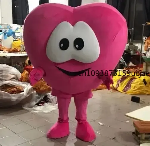 

Adults Pink Heart Mascot Costume Cartoon Mask Cosplay Costumes Fancy Dress Party Doll Helmet Character Event Prop Clothing