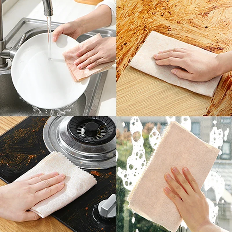 Magic Kitchen Non-stick Oil Rags Dishcloths Natural Luffa Fiber Cleaning Cloths Strong Absorbent Scouring Pads Towels Wholesale