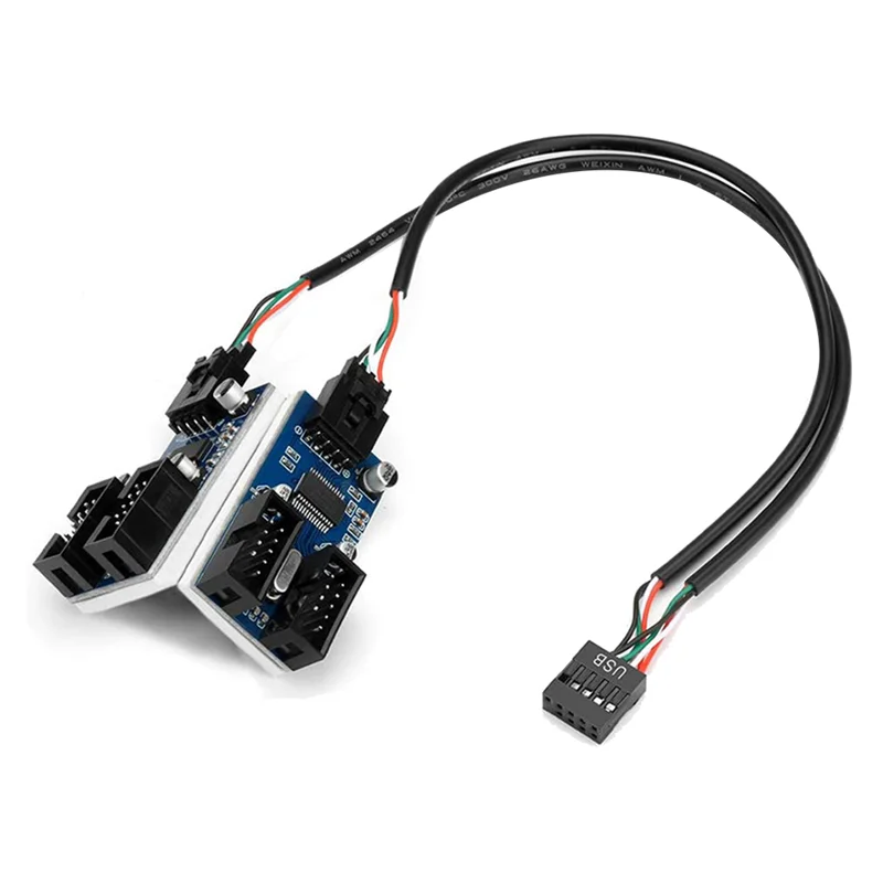 Motherboard USB 2.0 9Pin Header 1 To 4 Extension Hub Splitter Adapter Converter 30CM 9-Pin Internal Cable