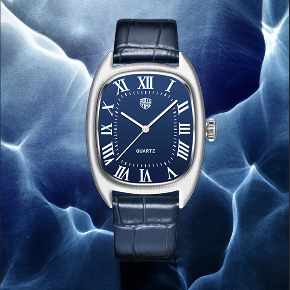 

Men's Watch Rollstimi 2024 Luxury Quartz Men's Watch Japan VH31 Movement Leather Strap 50 Meters Waterproof Stainless Steel Case