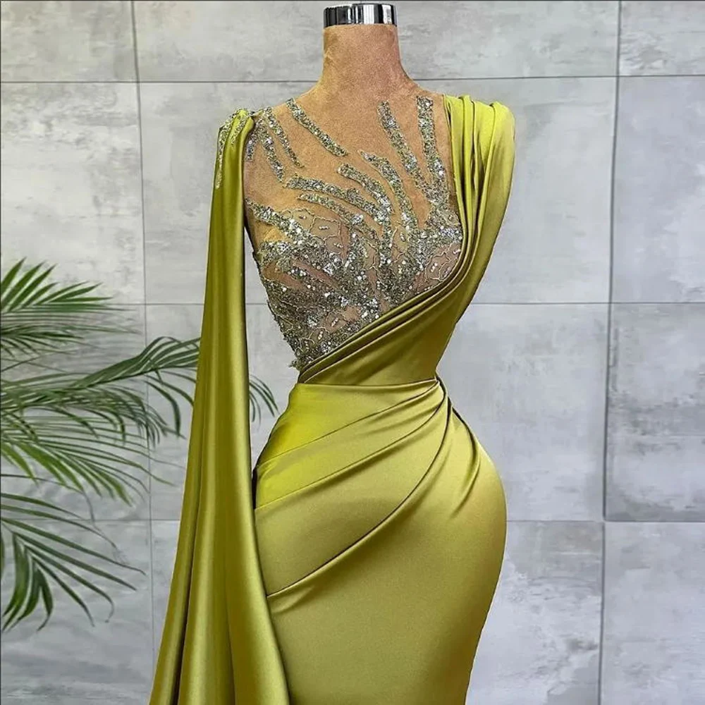 2025 Elegant Women Evening Dresses Gorgeous Mermaid Customized Satin Fabric Prom Gowns Cocktail Party Mopping Length فساتين سه
