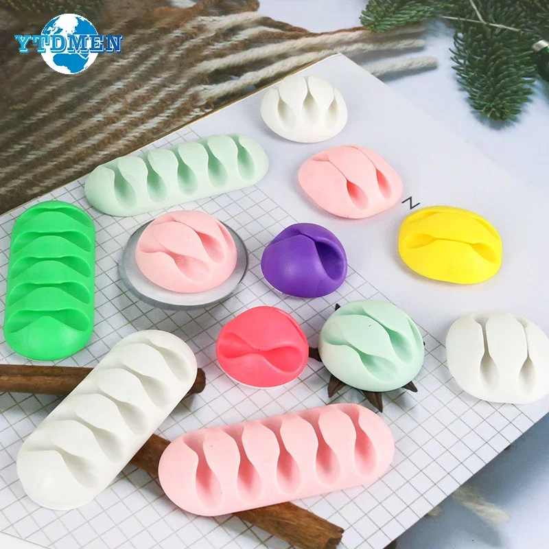 Silicone USB Cable Organizer Data Line Winder Desktop Tidy Management Clips Cable Holder For Mouse Headphone Mouse Keyboard Wire