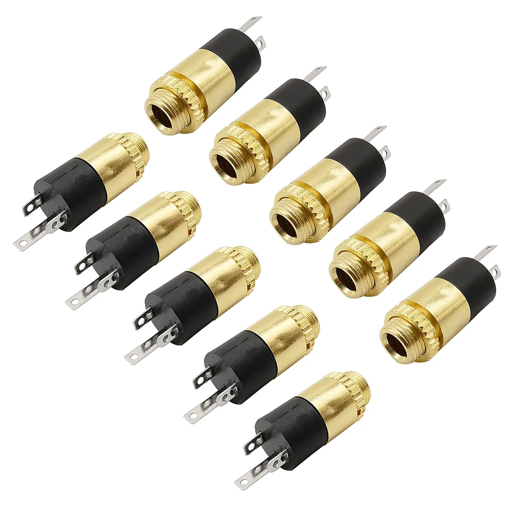 10Pcs Gold Plated 3.5mm Cylindrical Female Jack Connector With Screw 3.5 Audio Video Headphone Socket PJ-392 PJ392