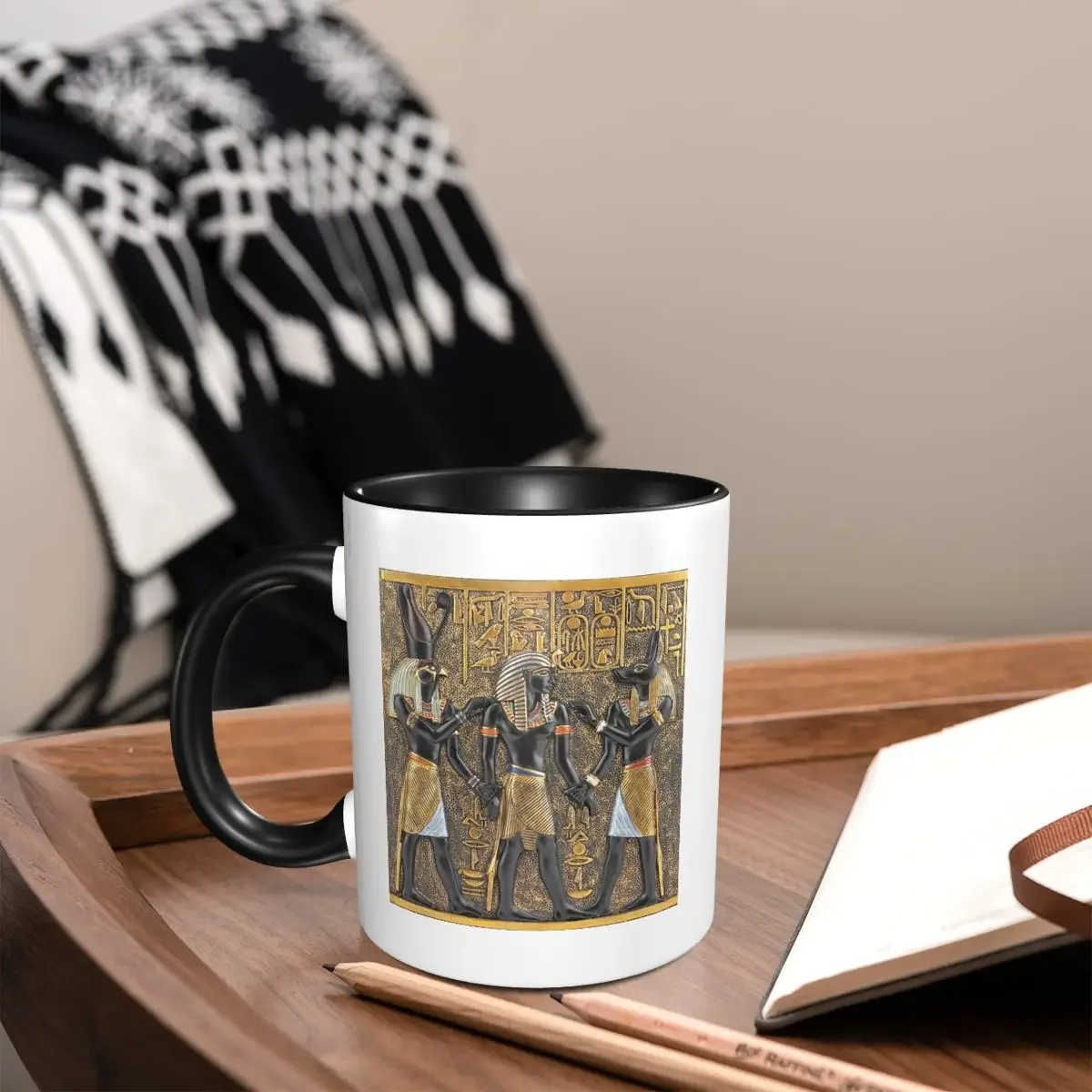 Ancient Egypt God Horus And Anubis Egyptian Pharaoh Mug Funny Ceramic Coffee Cups Tea Mug Milk Cup Drinkware Gifts for Woman Man