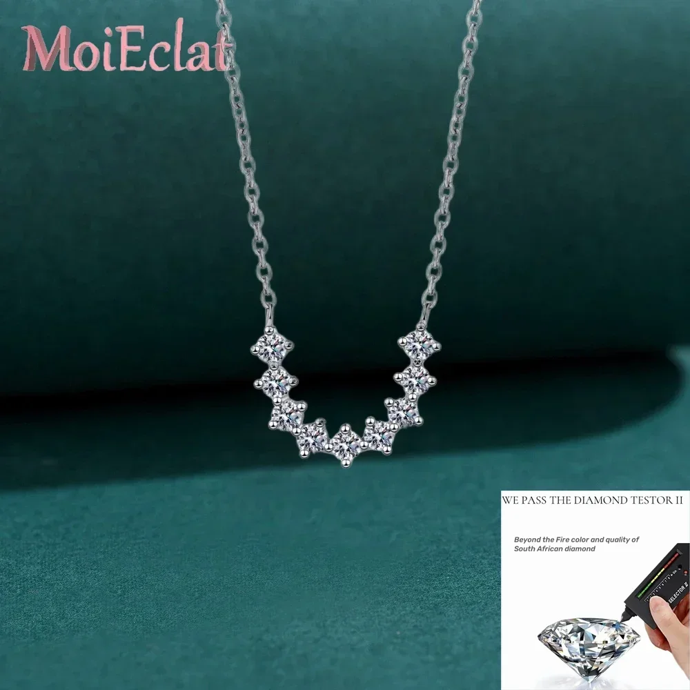 U-shaped 9  Moissanite in A Row Pendant, 0.54 Carat,PT950 Platinum, Women Wedding Necklaces Girlfriend Valentine's Day Jewelry
