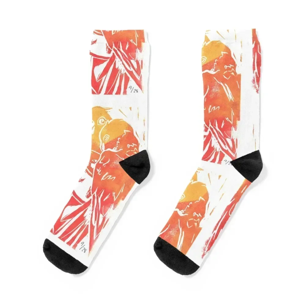 

Orange/Red Parrots Socks crazy golf new year Hiking boots Men's Socks Women's