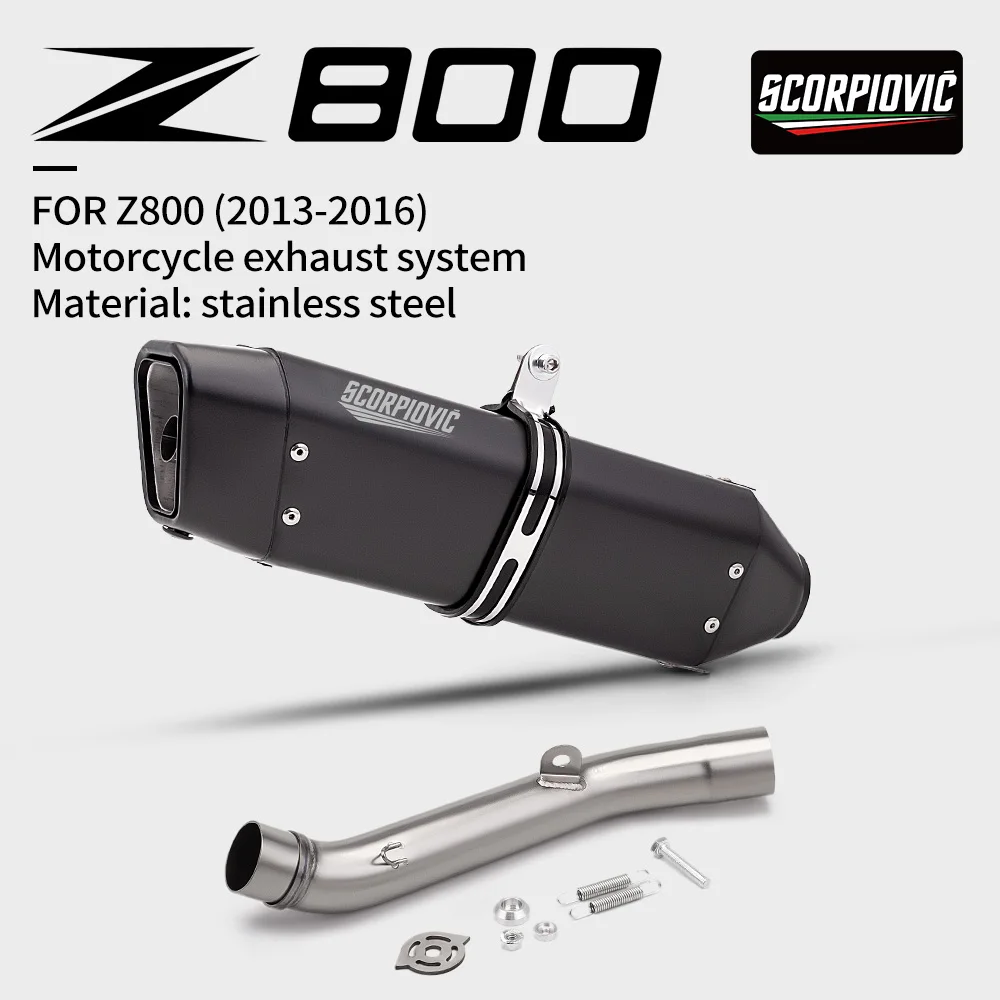 For Z800 2013-2016 Stainless Steel Exhaust Mid Section Connects To 51mm Universal Slip-On Muffler Set