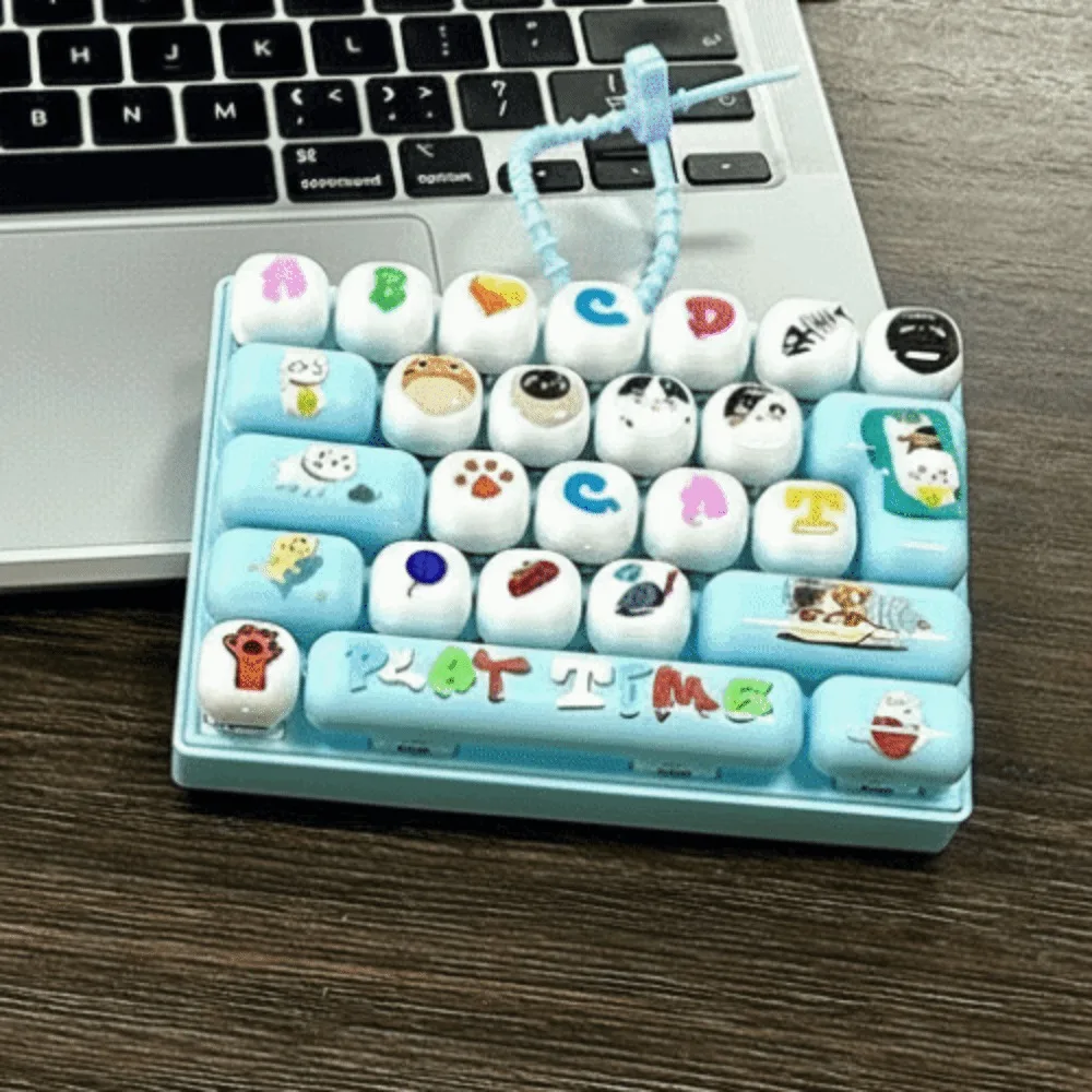 26 Keys Layout Keyboard Fidget Cute Cartoon Mechanical Switch Mechanical Keycap Clicker Portable Durable