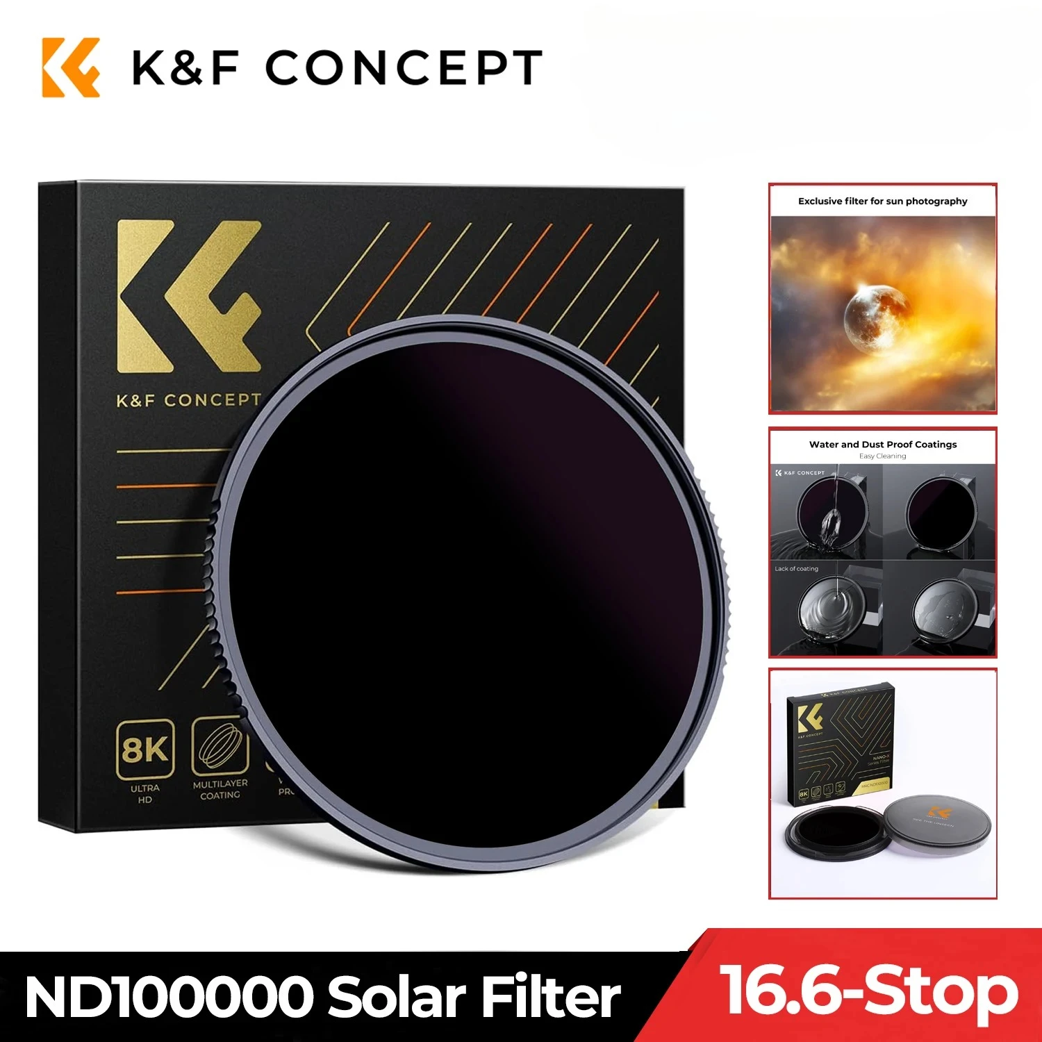 k-f-concept-nd100000-ソーラーフィルター-166ストップ-ソリッド28層減光フィルター-dslrカメラレンズ用-nano-xシリーズ-49mm-95mm