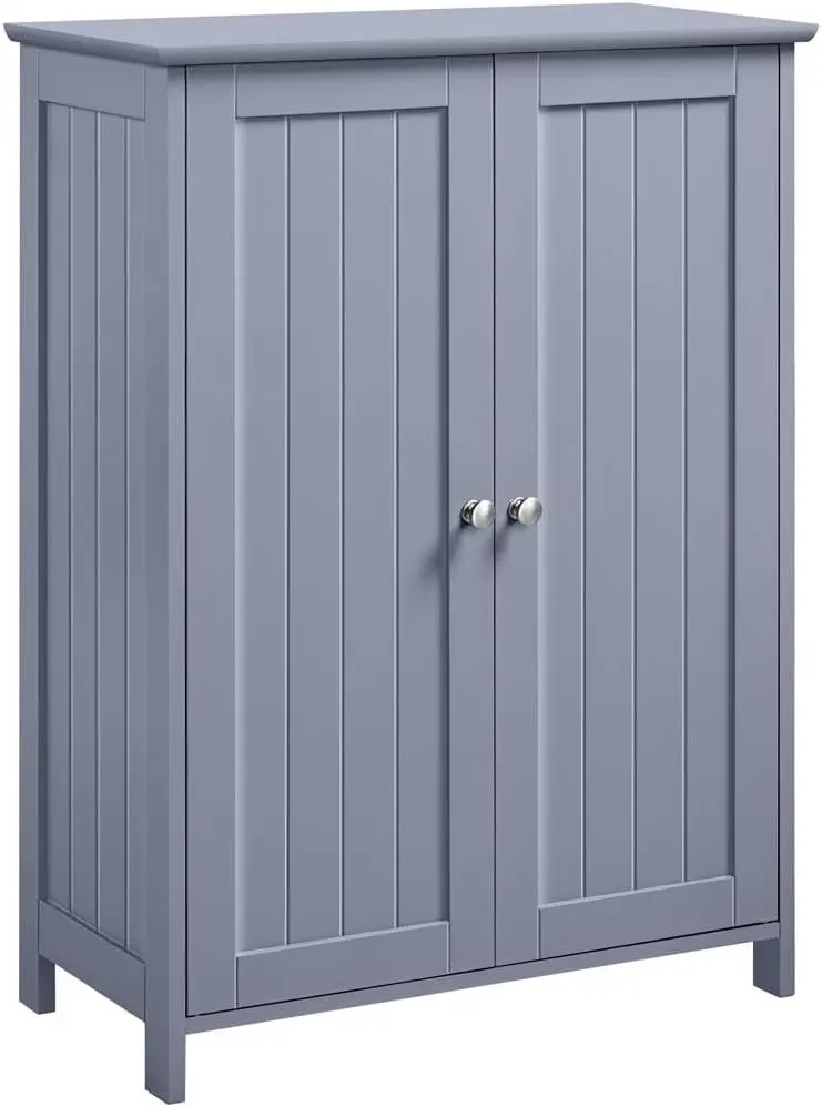 

Bathroom Floor Cabinet, Modern Storage Freestanding Organizer Cabinet with Adjustable Shelves & Double Doors, 3-Tier H