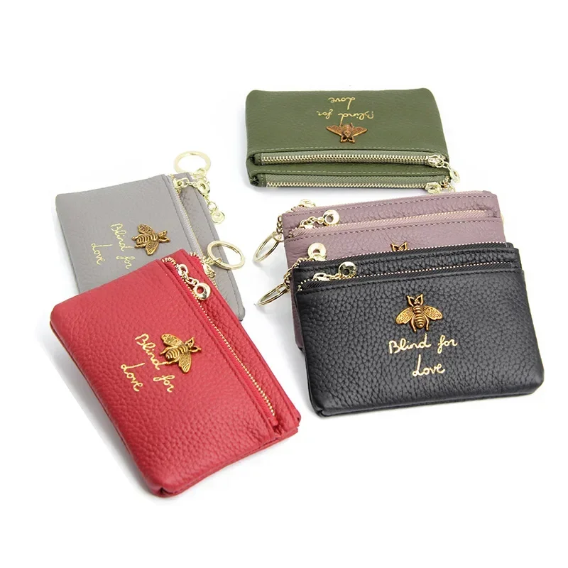 CICICUFF Brand Genuine Leather Coin Purse Women Mini Change Purses Kids Coin Pocket Wallets Key Chain Holder Zipper Pouch New