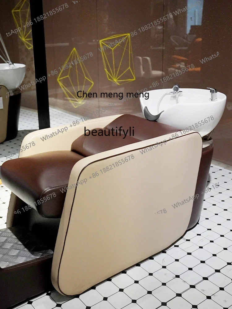 K185 الكذب نصف حوض السيراميك الشامبو فلاشينغ السرير صالون الشعر العناية بالشعر تدليك كرسي نصف الكذب #1