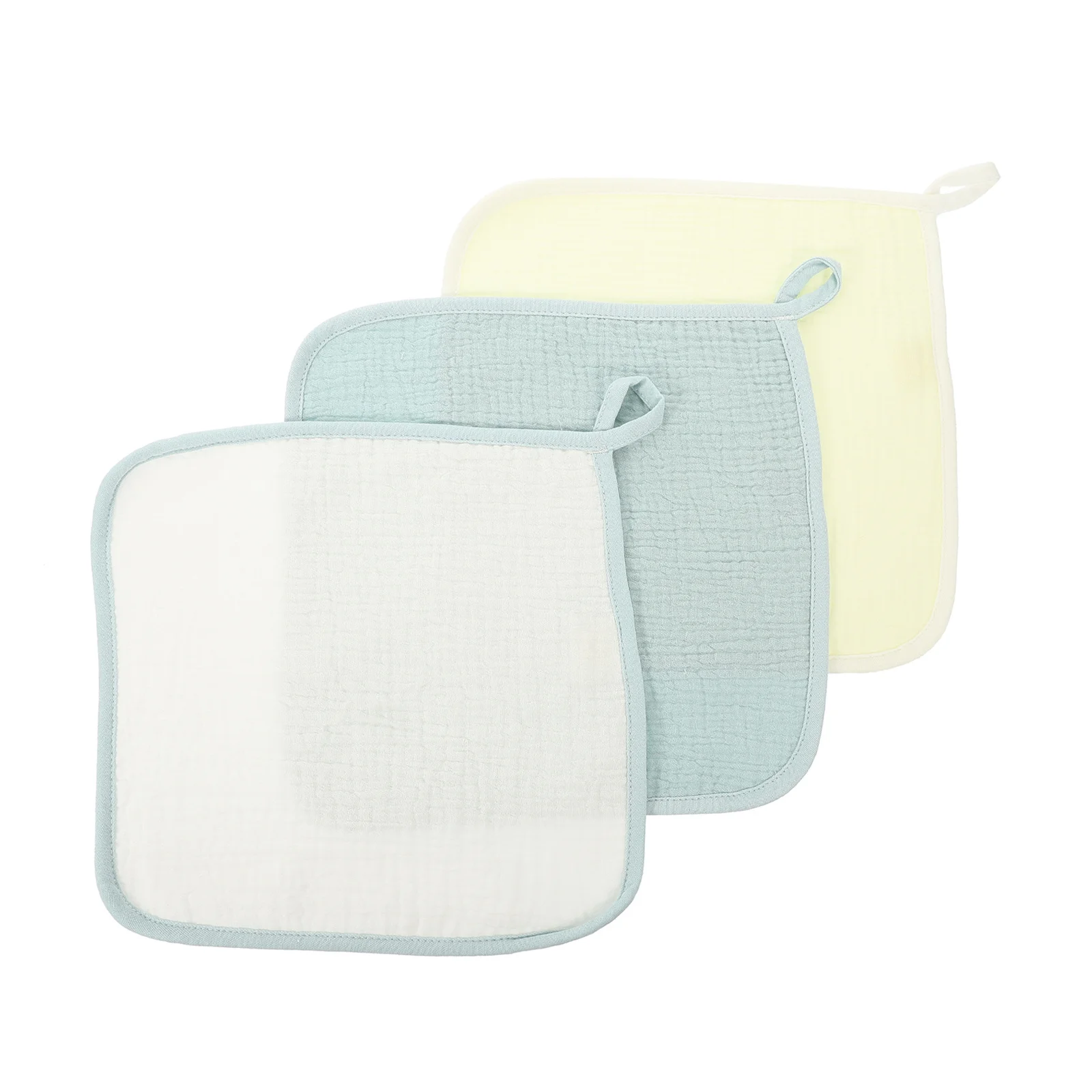 ผ้าเช็ดหน้าทารกแรกเกิด 3 ชิ้นผ้าฝ้ายผ้าซักล้างสำหรับทารกผิวบอบบางนุ่มดูดซับน้ำได้ดีน้ำหนักเบาหลายชั้น