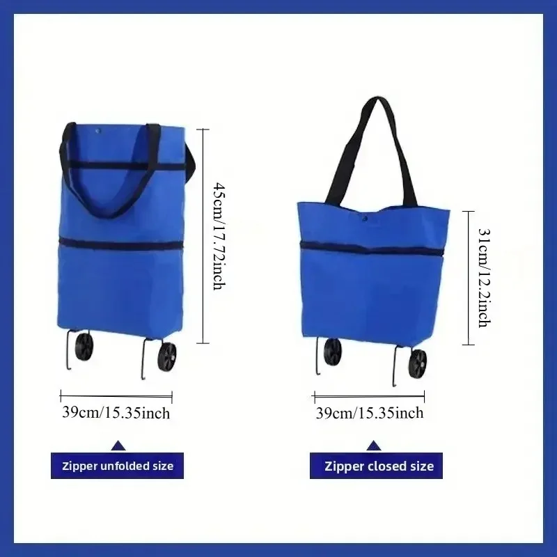 عربة تسوق محمولة قابلة للطي مع عجلات |   عربة يد خفيفة الوزن على طراز حقيبة الظهر للاستخدام المنزلي