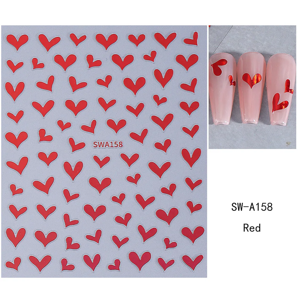 สติกเกอร์ติดเล็บลายหัวใจ 3 มิติ 1 ชิ้น แบบ DIY กลิตเตอร์สีแดง ลายรัก ติดเองได้ สำหรับตกแต่งเล็บธีมวันวาเลนไทน์ อุปกรณ์ทำเล็บ