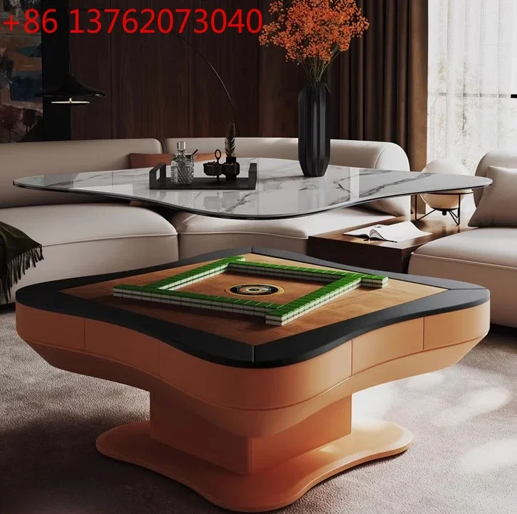 Automatic mahjong table lifting coffee table mahjong machine multi-functional solid wood rock slab light luxury modern