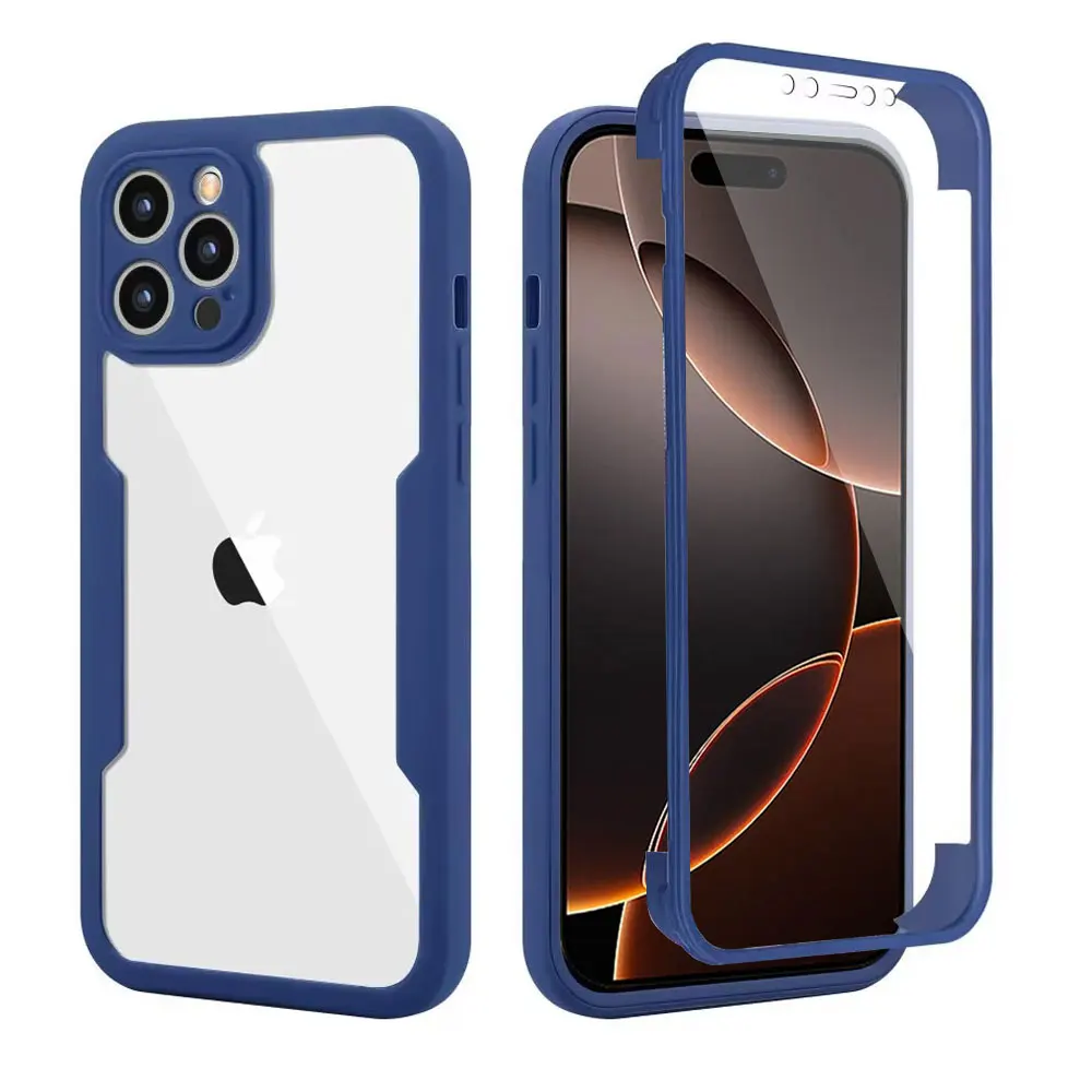 Funda completa de silicona para iPhone, Protector de pantalla a prueba de golpes, para modelos 16 Pro Max, 15, 13, 11, 12, 14 Pro Max, X, XS, SE, 7, 8 Plus, 360