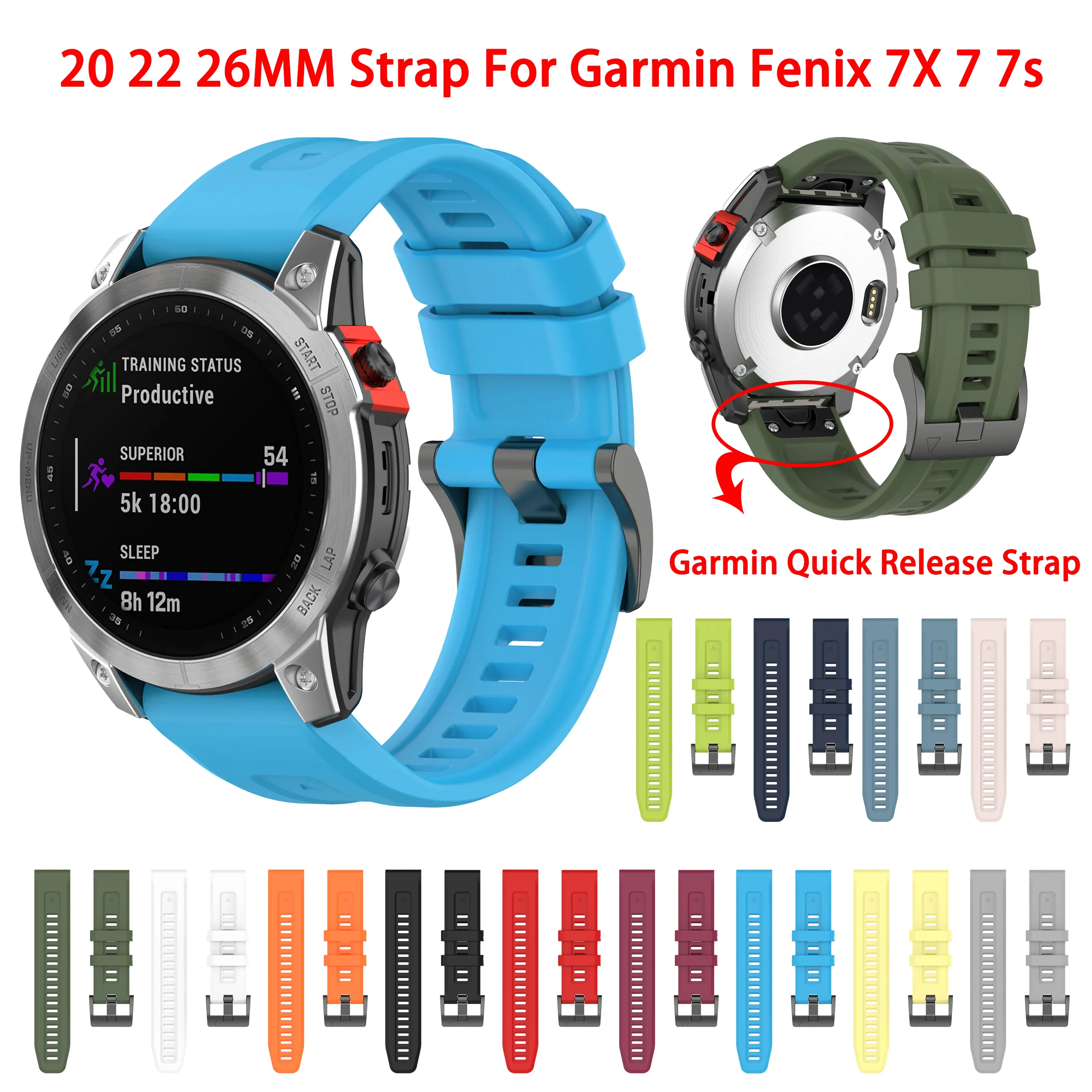 

22 26MM Watchband For Garmin Fenix 6 6X Pro 5X 5 Smart Watch Strap Silicone Fenix 7 7X Forerunner 935 945 Quick Release Bracelet