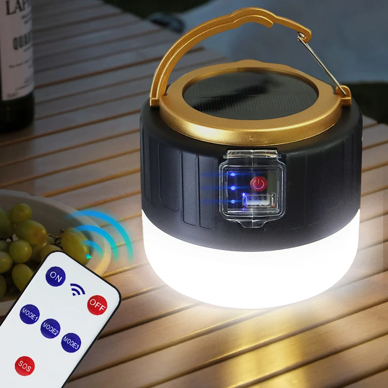 Powerful Solar LED Camping Lamp Waterproof Portable Lanterns Emergency Lights For BBQ Hiking USB Rechargeable Tent Lanterns