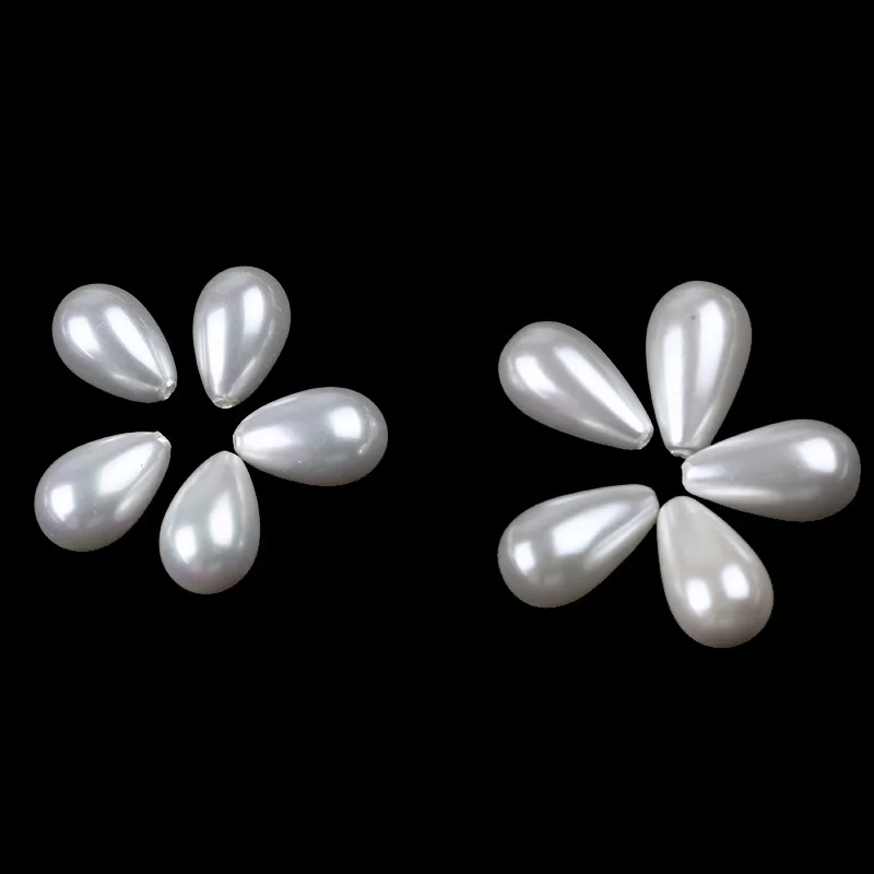 天然水滴形状シェルビーズ 8*12 ミリメートル/8*14 ミリメートルハーフドリル DIY パールビーズジュエリー作成用