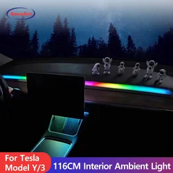 for New Tesla Model Y 3 Highland 116CM RGB Ambient Light Kit Dashboard Center Console Center Stack APP LED Strips Neon Lighting