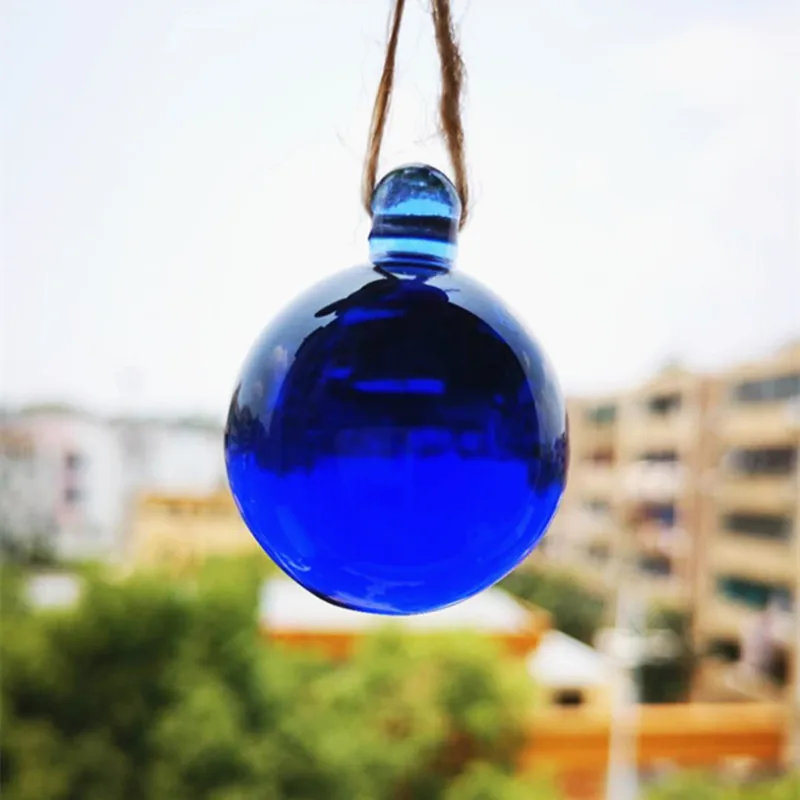 New Arrived 30mm Blue Smooth Glass Balls Nice Crystal Feng Shui Spheres Birthday Party Outdoor Christmas Tree Hanging Decoration