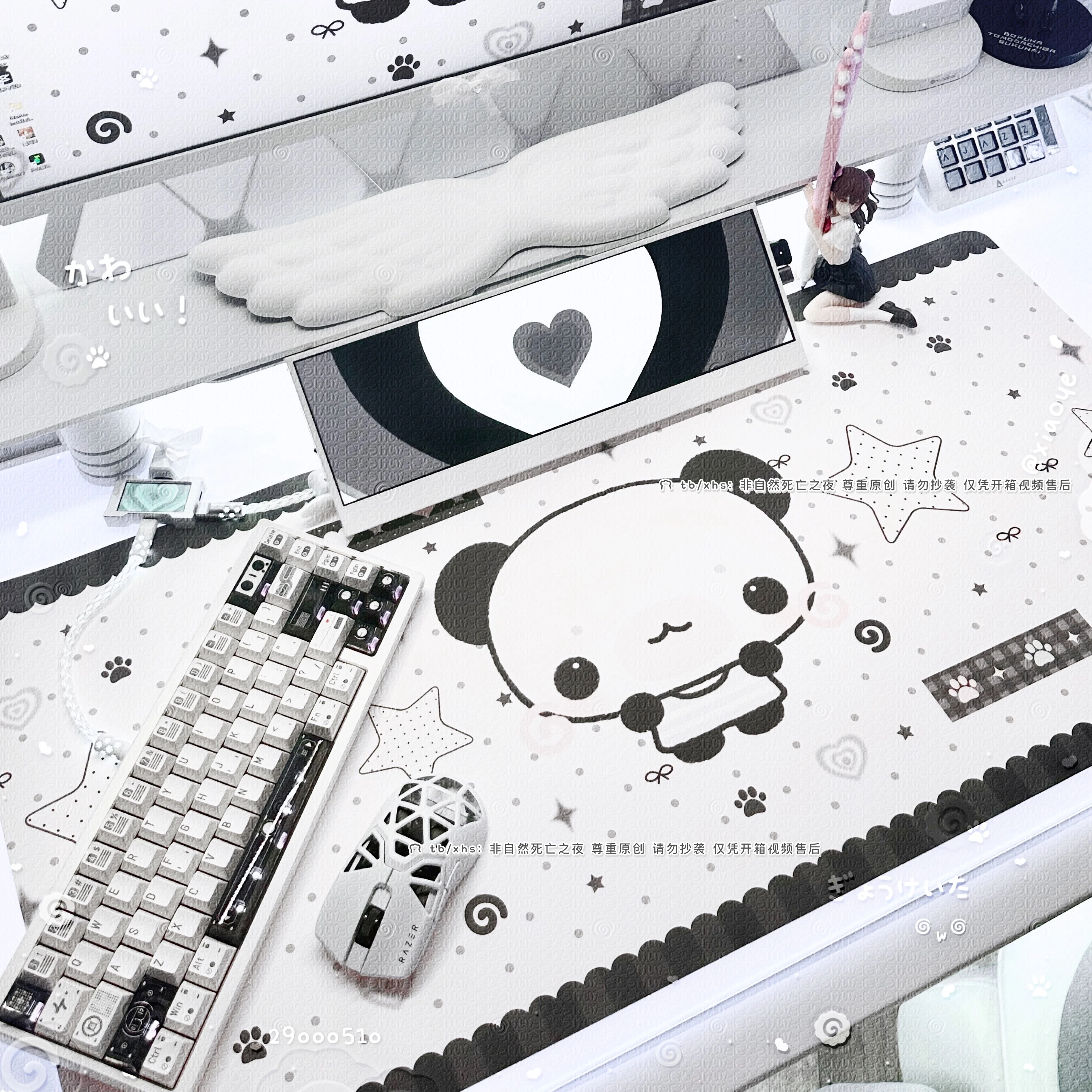 Anime-Style Leather Mouse Pad Kawaii Cute Panda Pattern Anti-slip Table Mat Girl Student Office Study Computer Keyboard Pad Gift