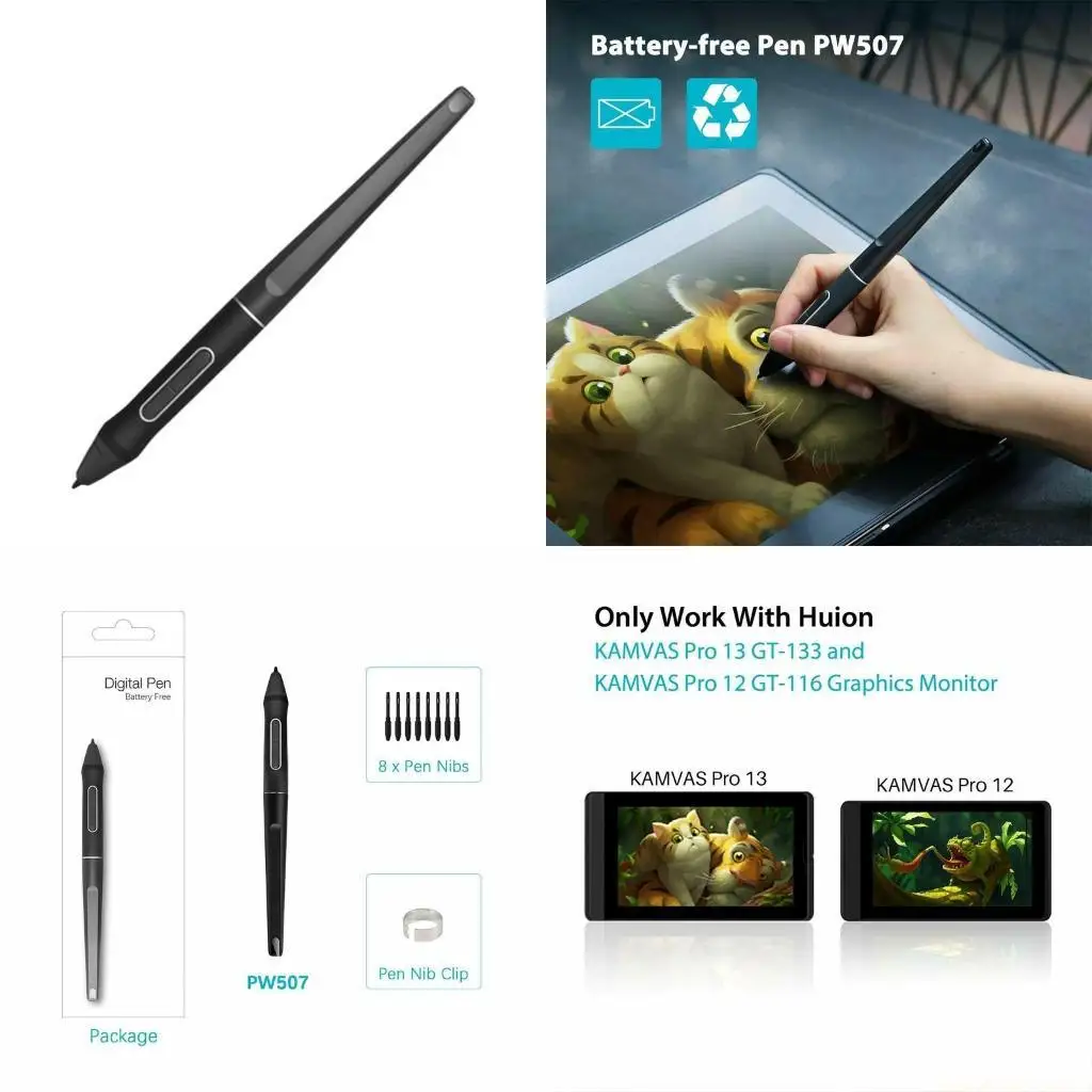 

Для цифровой графики Kamvas 12 13 16/16/20 стилус PW507