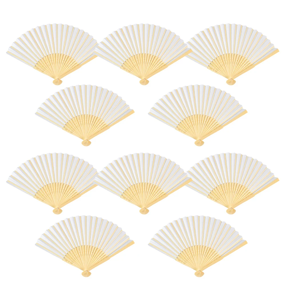 

White Black Bamboo Folded Hand Fan Handheld Fans Bridal Shower Bridesmaid Gifts Wedding Party Bride Engagement Party Supplies