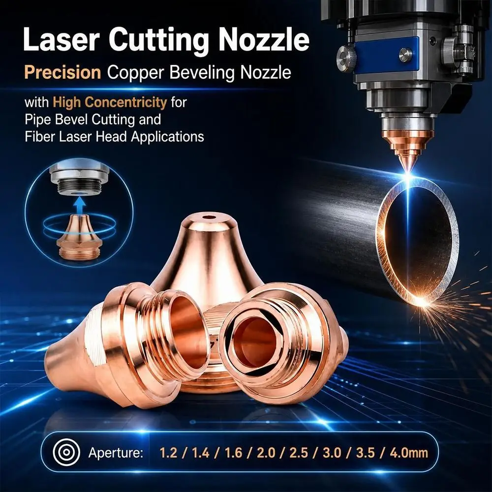 Copper Laser Nozzle Laser Cutting Nozzle Beveling Structure High Concentricity Bevel Cutting Nozzle Copper