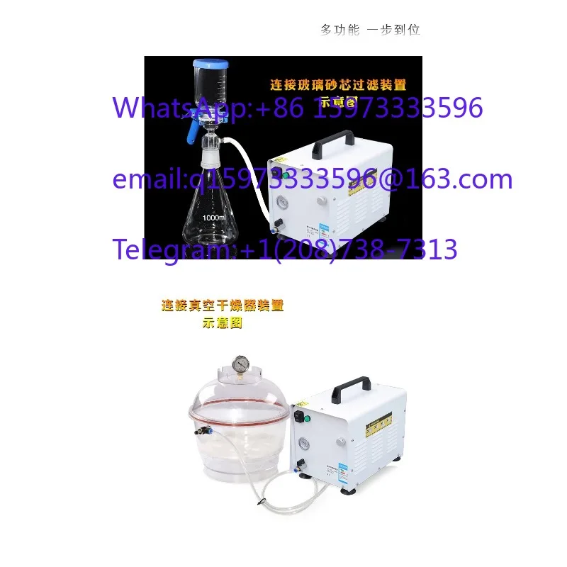 Portable Mini Oil-Free Vacuum Pump Adjustable Pressure Low Noise Diaphragm Type for Laboratory Vacuum Filtration