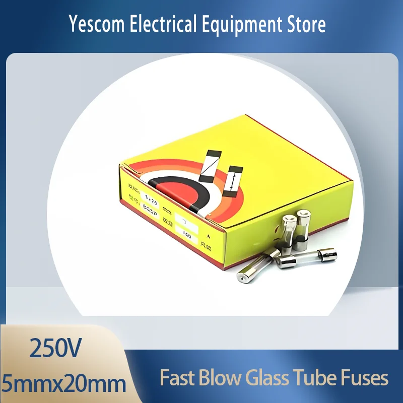 Glass Fuse Tube Fast Blow Fusibles 250V 5mmx20mm Multiple Amp Ratings 0.5A to 15A Wire Fuse for Electrical Circuit Protection