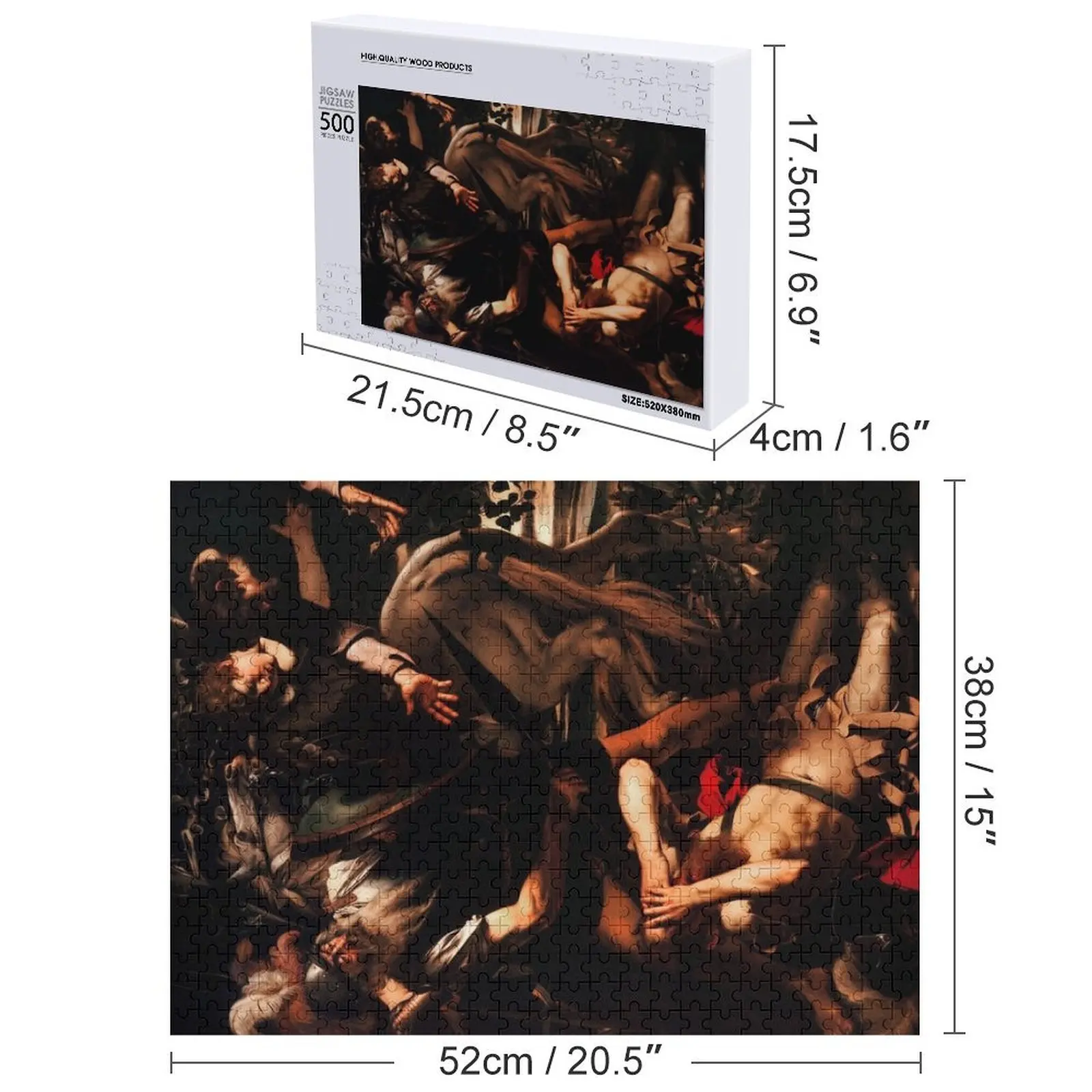 Puzzle Caravaggio - Przebicie św. Pawła przez płomienie, personalizowana zabawka, drewniane puzzle z imieniem, personalizowany obiekt dla dziecka.