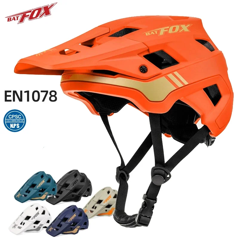 BATFOX Mountain Bike Helmets Outdoor Sports MTB Safety Cycling Helmet Adult Men Women Removable Sun Visor Integrally-Molded