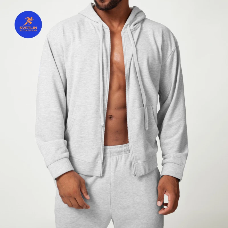 Moletom Masculino com Capuz SVETLIN, Zíper Completo, Roupa Esportiva para Caminhada na Cidade, Treino, Uso Diário e Lazer em Casa