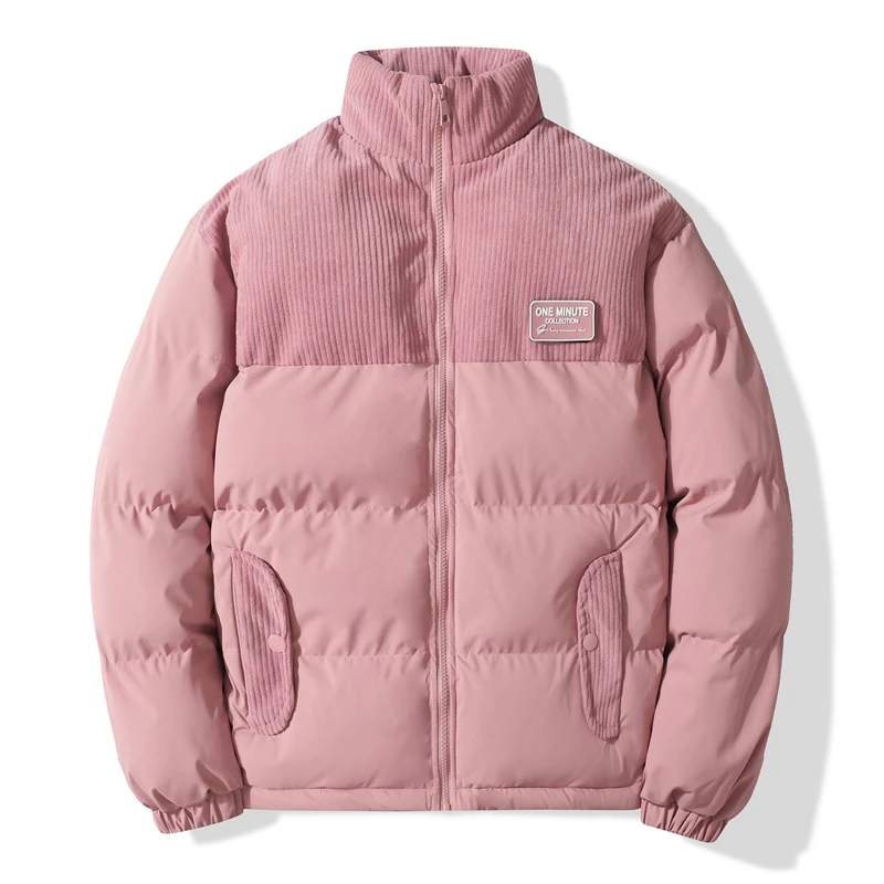 سروال قصير مرقع مطرز القطن وسادة مبطنة الرجال الشتاء رشاقته Vintage معطف القمم الدافئة سترات الوقوف طوق معطف فضفاض #4