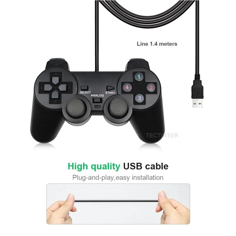 Wired USB PC Gaming Joystick Gamepad Game Controller for Windows Laptop Computer WinXP Win7 Win8 Win10 Gaming Accessories