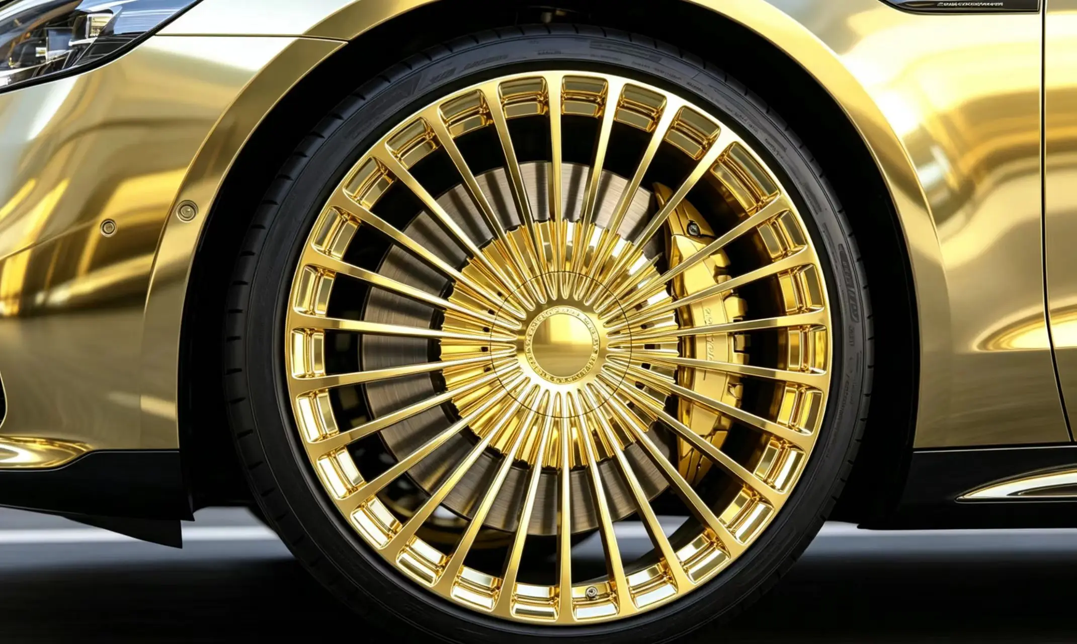 *forNew Super Thin Multi-Spoke Wire Forged Aluminium Alloy Wheels Black Plating Finish Golden Sun Silk Design Luxury 25mm 1 Year