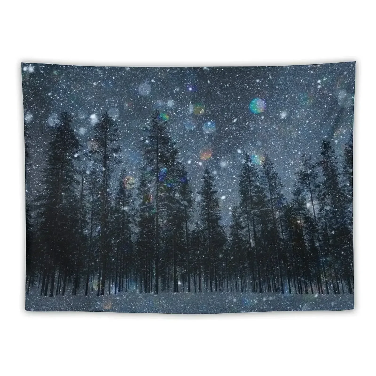 Midnight Forest Snowfall Tapestry Room Decoration Korean Style Aesthetics For Room On The Wall Tapestry